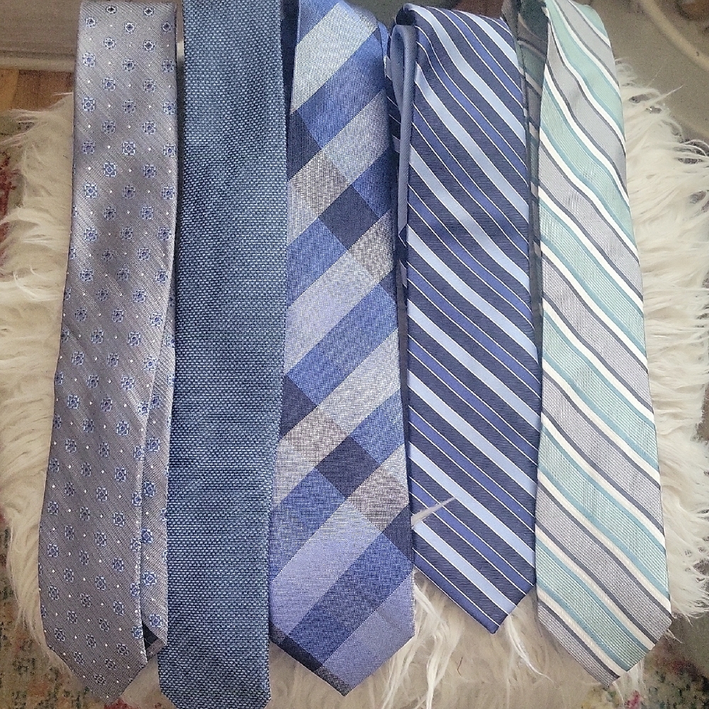 Men's Blue and Gray Tie Set